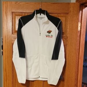 White and Black MINNESOTA WILD Fleece Zip-Up Women's Jacket SIZE L